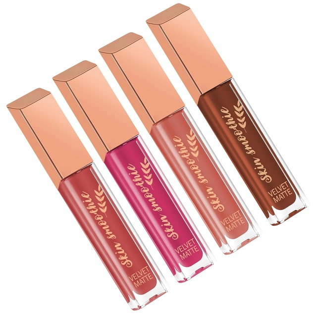 Skin Smoothie  Matte Liquid Lipsticks With Vitamin E (Nude Edition) (Pack Of 4)
