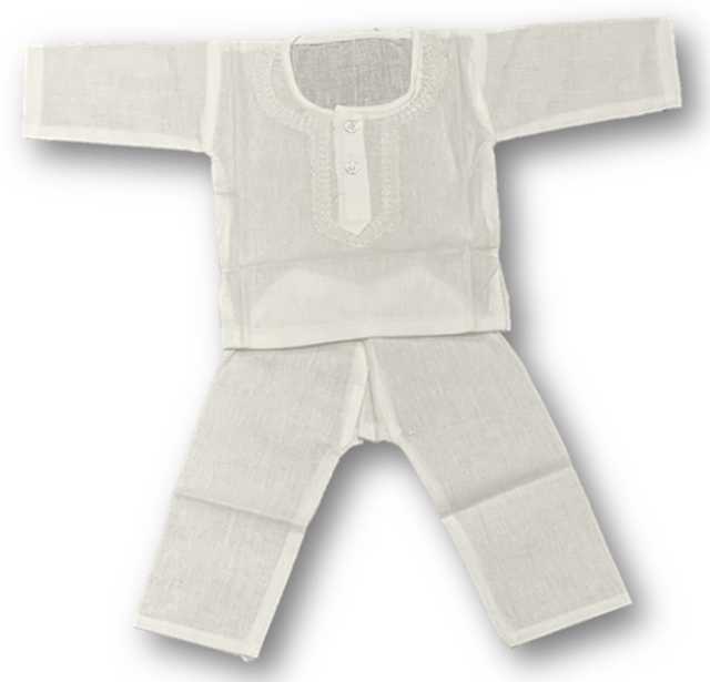 Cotton Kurta & Pajama Set For Boys Kids (18-24 Months, White) (TO-043)