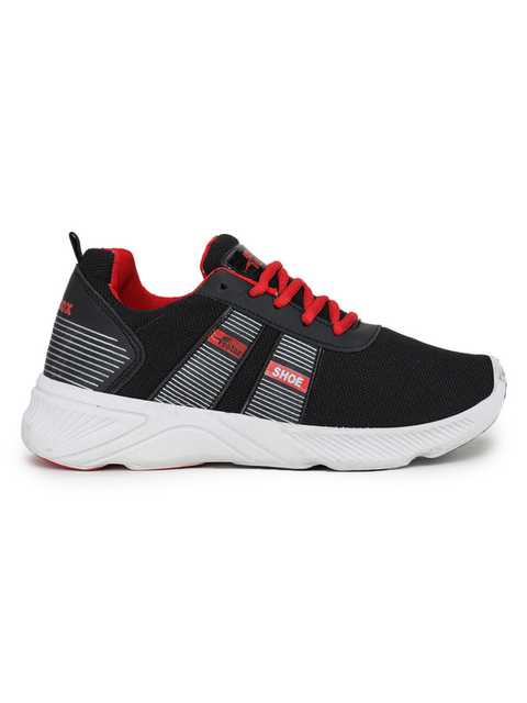 Footox Casual Men Casual Shoes (Black & Red, 6) (FF-49)