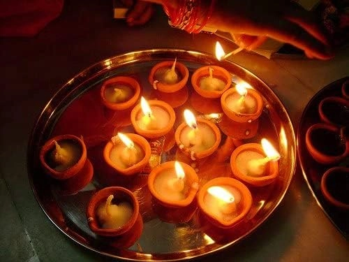 Natural Clay Handcrafted Diya (Multicolor, Pack of 12)