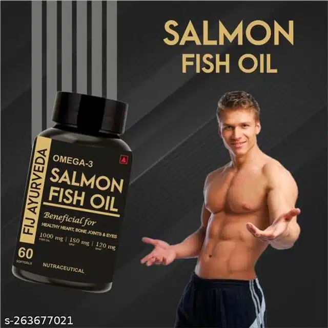 Fij Ayurveda 60 Pcs Salmon Fish Oil Omega 3 Fish Oil Capsuls