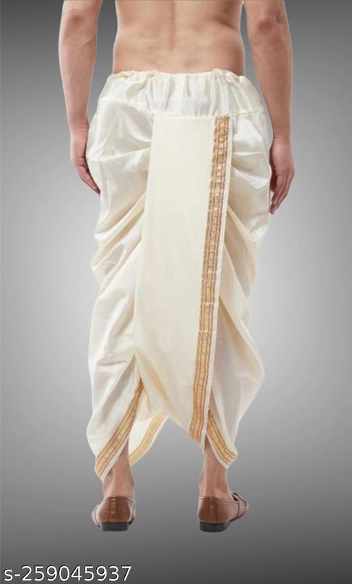 Cotton Silk Solid Dhoti for Boys (Free Size, Cream)