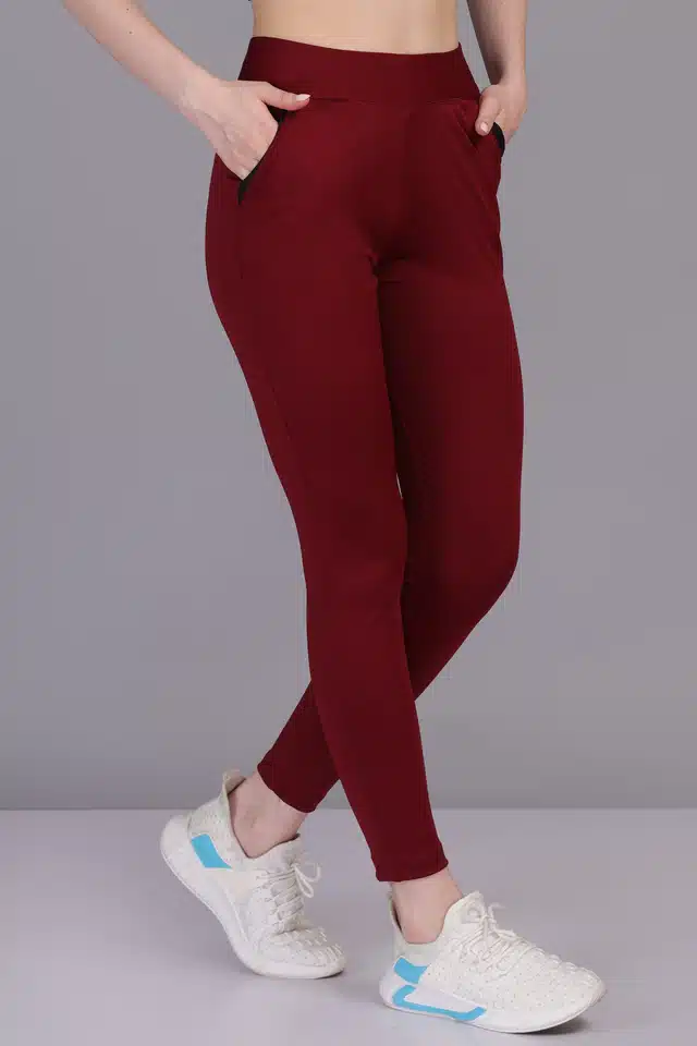 Polyester Solid Tights for Women (Maroon, 32)