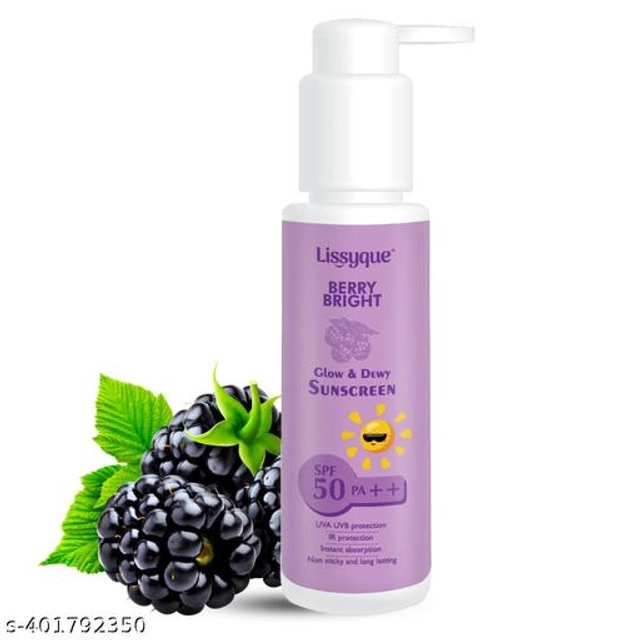  Lissyque Sunscreen Lotion for UVA UVB Protection, SPF 50, Strawberry Scent, Non-Greasy Formula, Suitable for All Skin Types