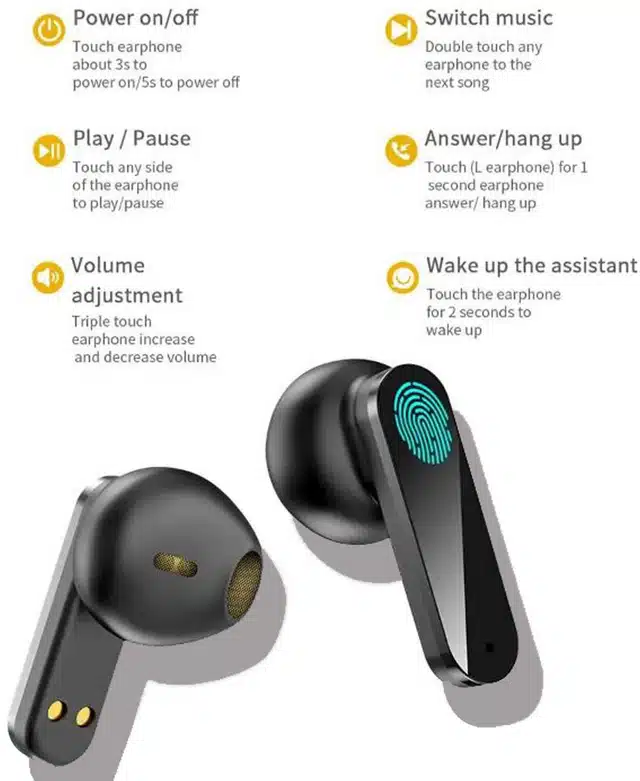 GUG TWS T16 Bluetooth Earbuds (Black)