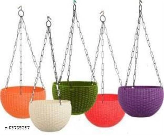 Plastic Hanging Planter (Multicolor, Pack of 5)