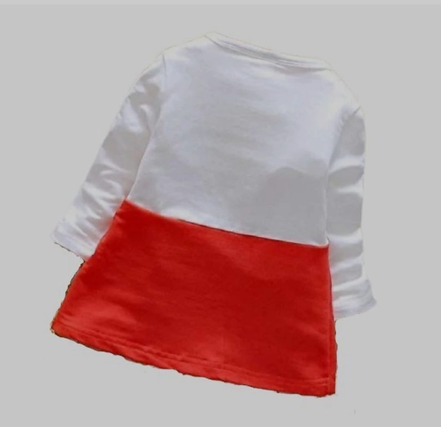 Hosiery Frocks for Girls (Red & White, 1-2 Years)