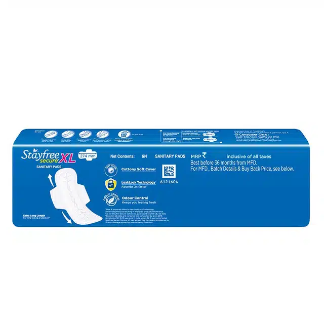 Stayfree Secure Cottony Pads (Extra Large Wings) Wings 6'S