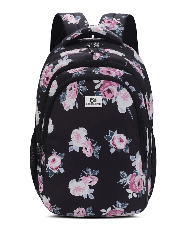 Polyester Printed Backpack for Women & Girls (Black, 32 L)