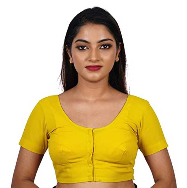 Pinak Casual Cotton Women Solid Readymade Blouse (Light Yellow, 36) (PS-16)