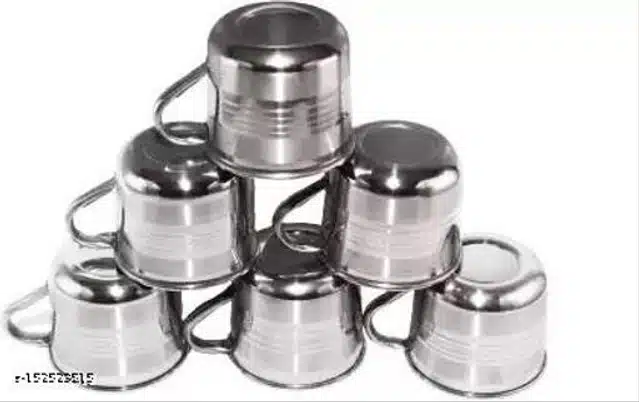 Stainless Steel Cup (Silver, 180 ml) (Pack of 6)