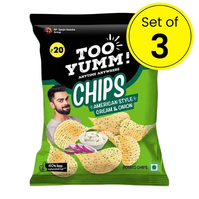 Too Yumm Chips American Style Cream & Onion 3X44 g (Pack Of 3)