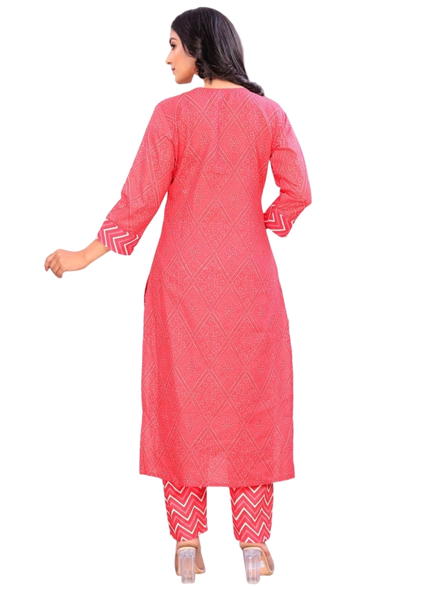 Cotton Blend Solid Kurta with Bottomwear for Women (Red, S)