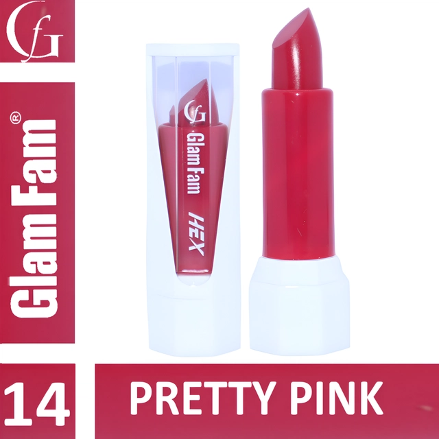 Glam Fam Smudge Proof Creamy Ultra Matte Long Lasting Lipstick (Pretty Pink)