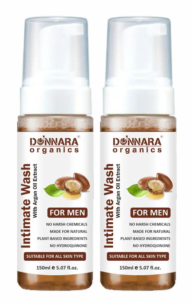 Donnara Organics Argan Oil Extract Intimate Wash for Men (Pack of 2, 150 ml)