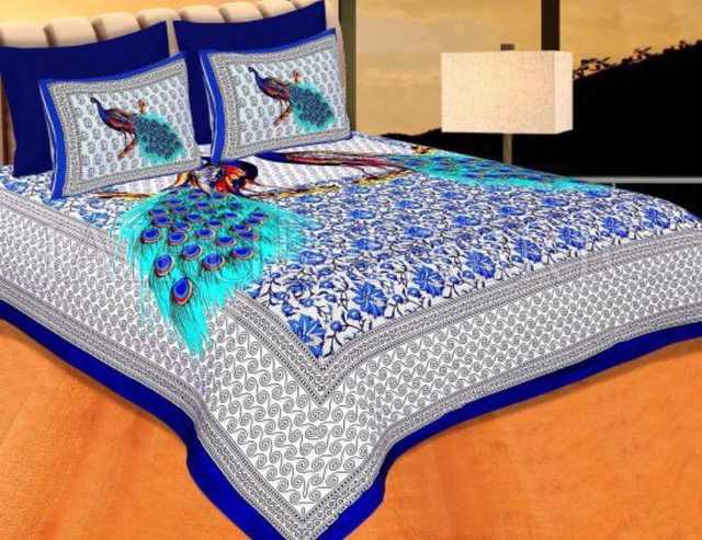 Navkar Creation Cotton Printed Bedsheet with Pillow cover (Multicolor) (BS-245)