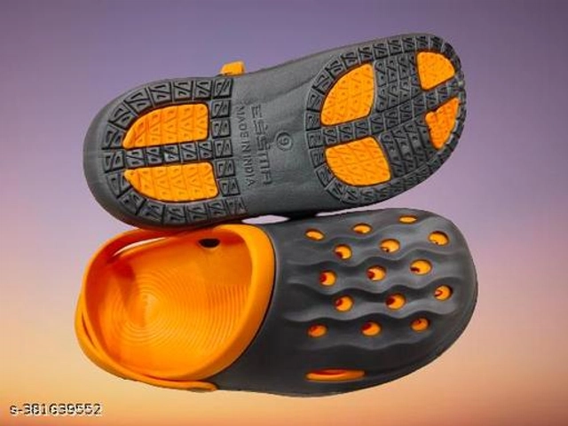 Clogs for Men (Orange & Black, 7)