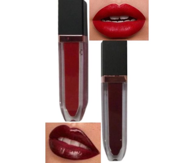 Velvet Smooth Matte Liquid Lipsticks (Red & Maroon, Pack of 2)