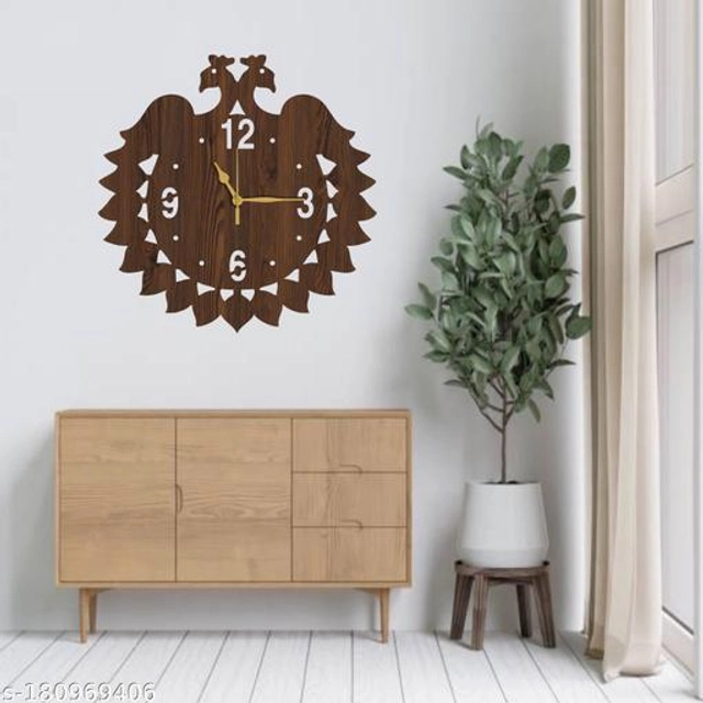 Wooden Wall Clock for Home (Brown)