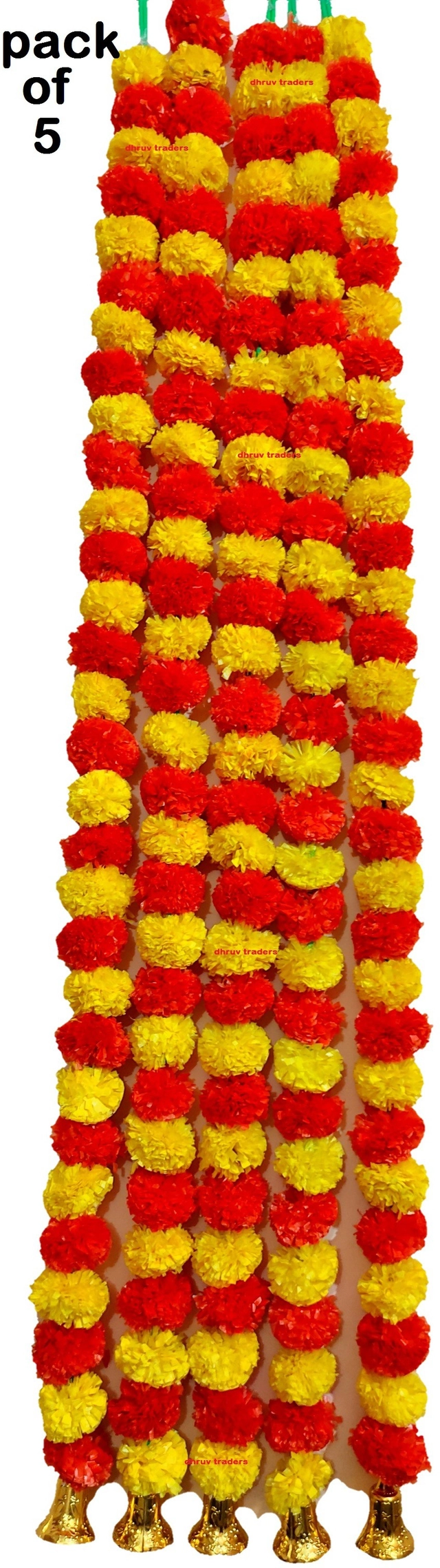 Marigold Artificial Flower (Multicolor, 60 cm) (Pack of 5)