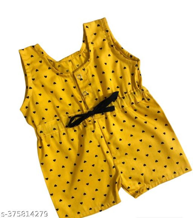 Cotton Blend Jumpsuit for Girls (Yellow, 3-6 Months)