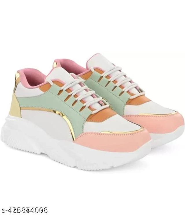 Casual Shoes for Women (Pink & White, 3)