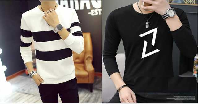 Ruggstar Cotton Blend Men's T-Shirt (Pack of 2) (Black & White, XL) (FC-84)