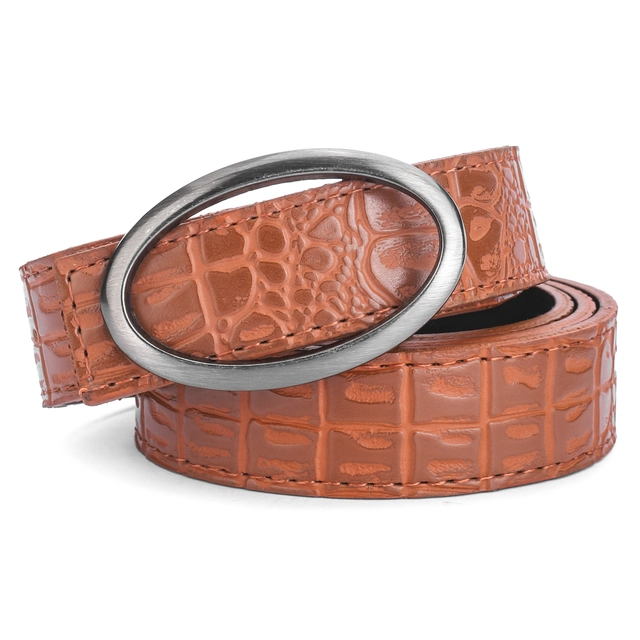 Artificial leather Belt for Women (Tan, Free Size)