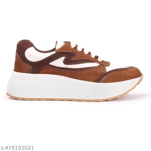 Casual Shoes for Women (Tan & White, 3)