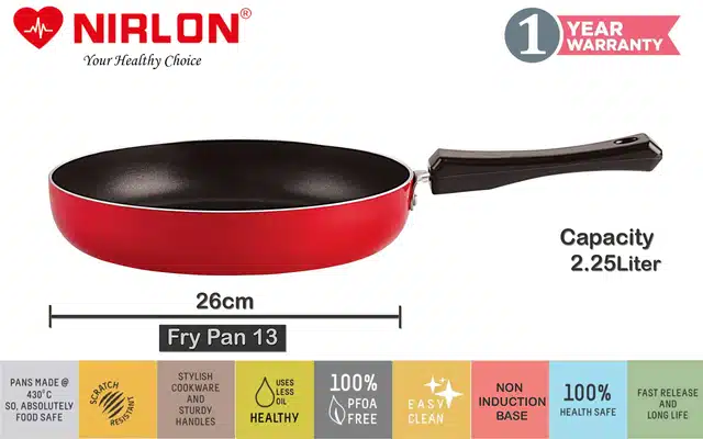 Aluminium Nonstick Cookwear Set with Glass Lid (Red, Set of 3)