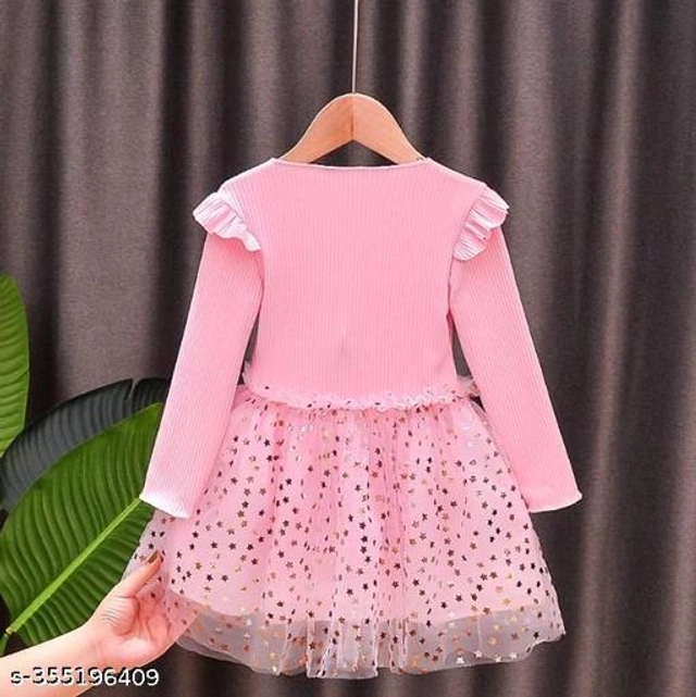 Cotton Blend Frock for Girls (Pink, 6-9 Months)