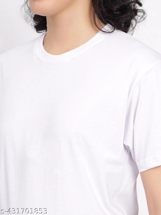 Round Neck T-Shirt for Women (White, L)