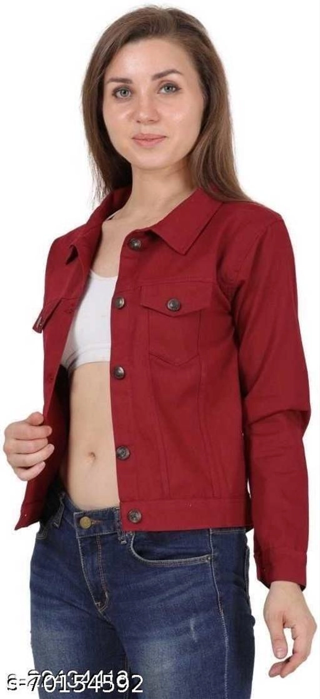 Full Sleeves Solid Jacket for Women & Girls (Maroon, S)