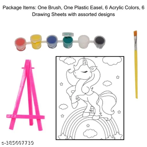 Water Coloring Stationery Kit with Sheet & Stand Birthday Gift Set for Kids (Multicolor, Set of 1)