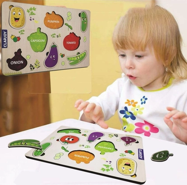 Wooden Vegetable Puzzle Board Game for Kids (Multicolor)