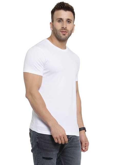 My Swag Casual Cotton Solid T-shirt For Men (White, M) (MSH-5)