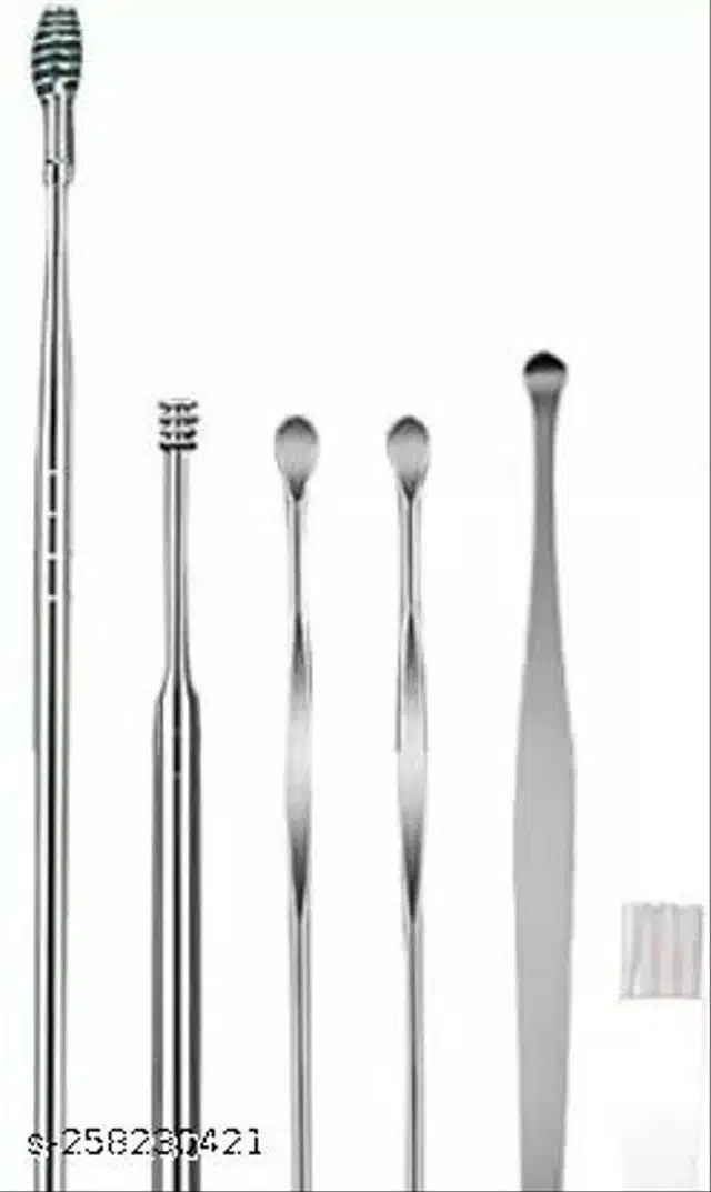 5 Pcs Ear Pick Earwax Removal Kit (Silver, Set of 1)