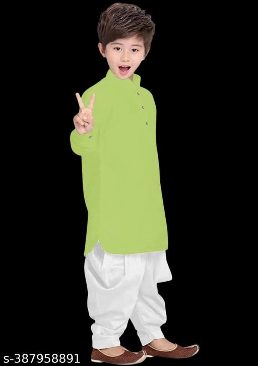 Cotton Checked Kurta with Pyjama for Boys (2-3 Years, Mint Green & White)