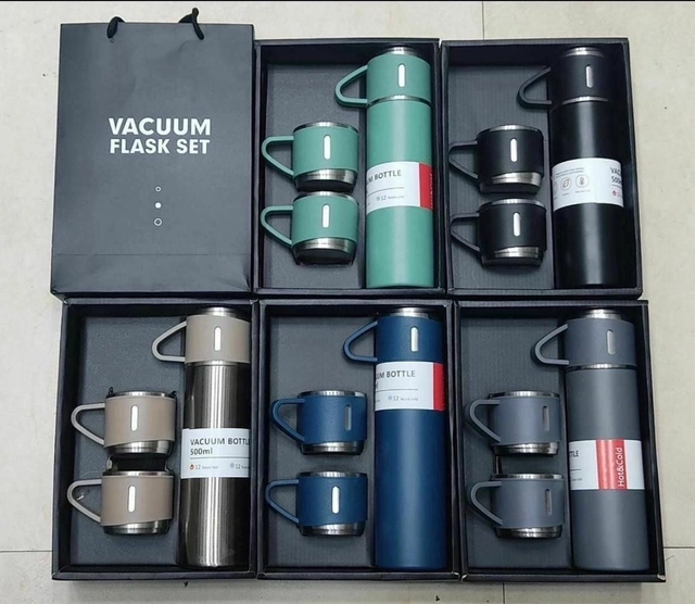 MAGIC PLUS Stainless Vaccum Flask With 2 Cup set (500 ml, Assorted, Pack of 1)