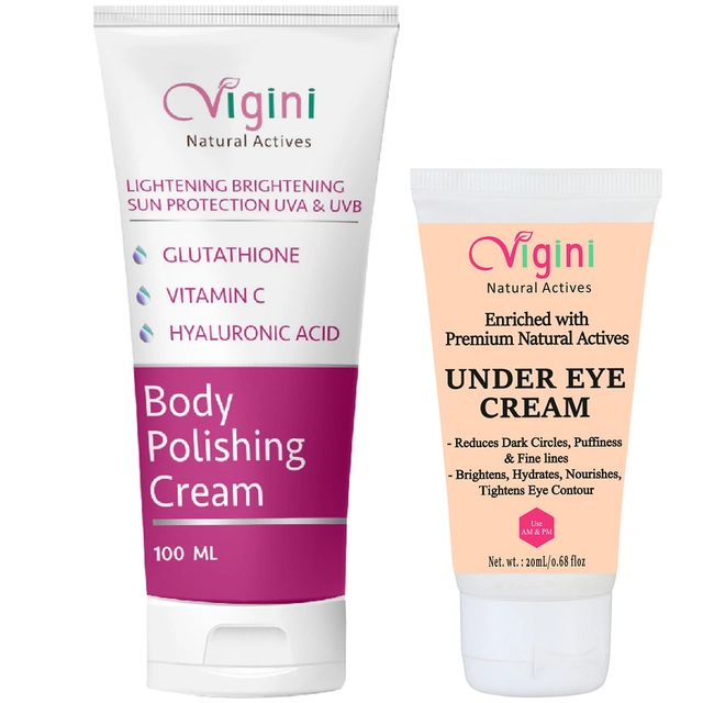 Vigini Natural Under Eye Cream (20 ml) with Body Polishing Cream (100 ml) (Set of 2)