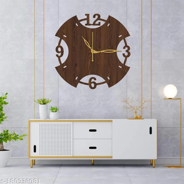 Wooden Wall Clock for Home (Brown)