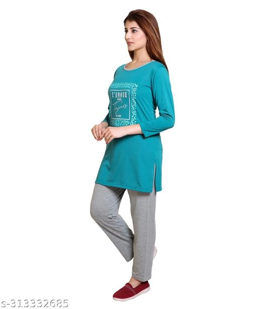 Woolen Nightsuit for Women (Bottle Green, XXXL)