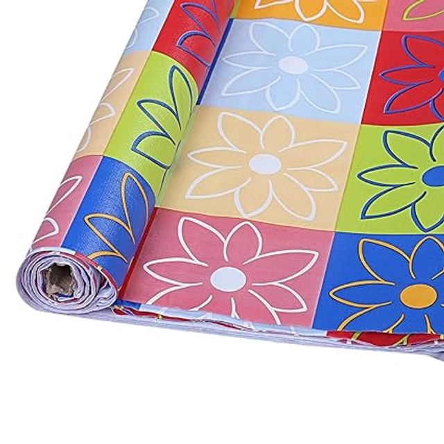 Laminated Non Woven Kitchen Cabinet Shelf Mat (Multicolor, 45x500 cm)