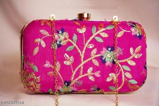 Synthetic Clutch for Women (Pink)