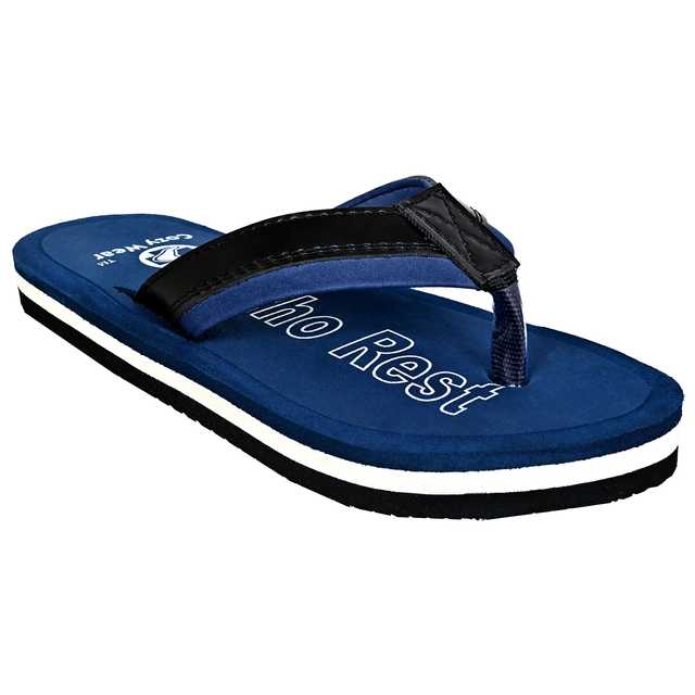 Cozy Wear Rubber Casual Wear Slippers For Men (Blue, 9) (HF-90)