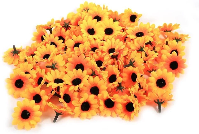 Artificial SunFlowers Bunches for Diwali Decoration (Yellow, Pack of 50)