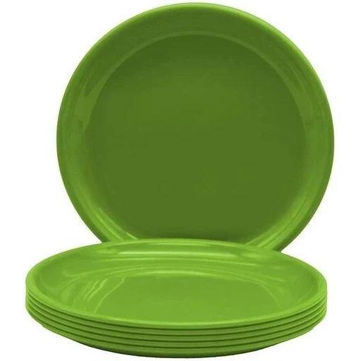 Plastic Dinner Plate with Spoons (Multicolor, Set of 6)