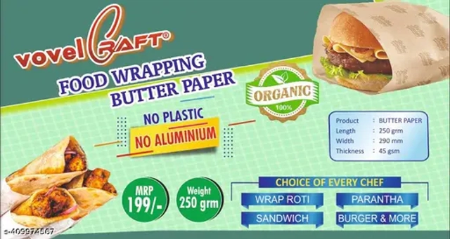 Food Wrapping Butter Paper (25 m, Pack of 2)