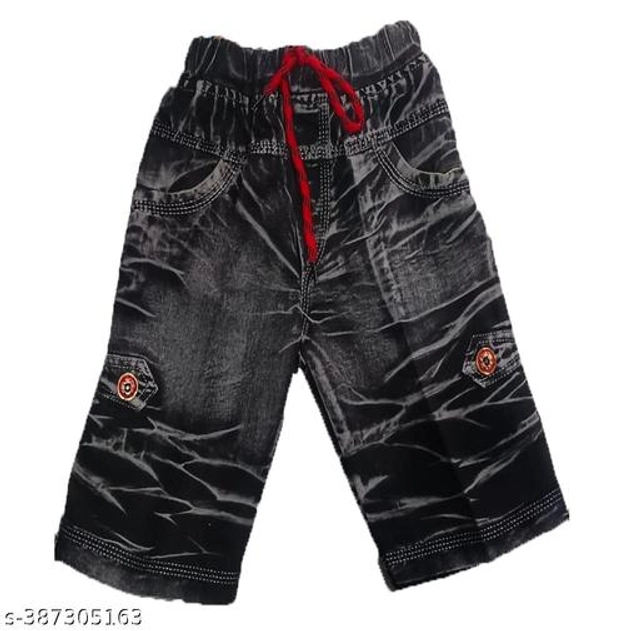 Denim Capris for Boys (Grey & Black, 18-24 Months)