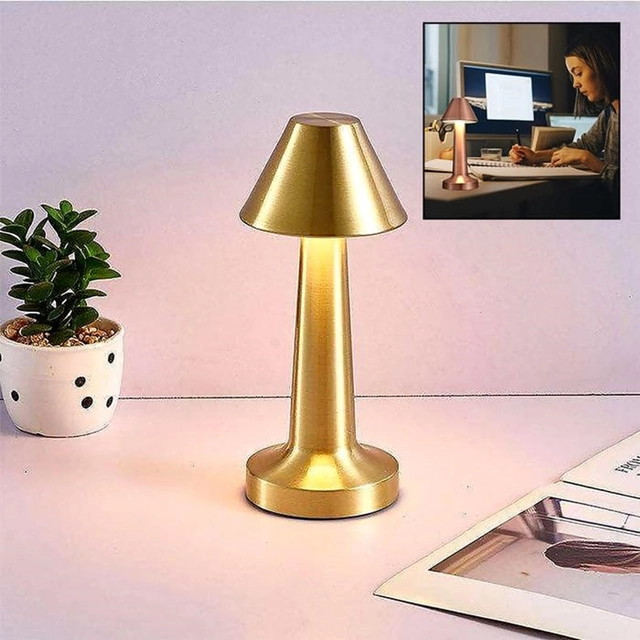 Metal LED Touch Sensor Rechargeable Desk Lamp (Gold)